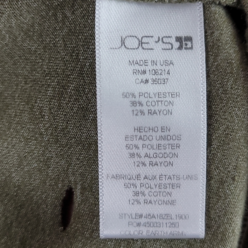 Joe's Jeans Zelly Oversized Distressed T-Shirt Earth Army Green S - Picture 5 of 7